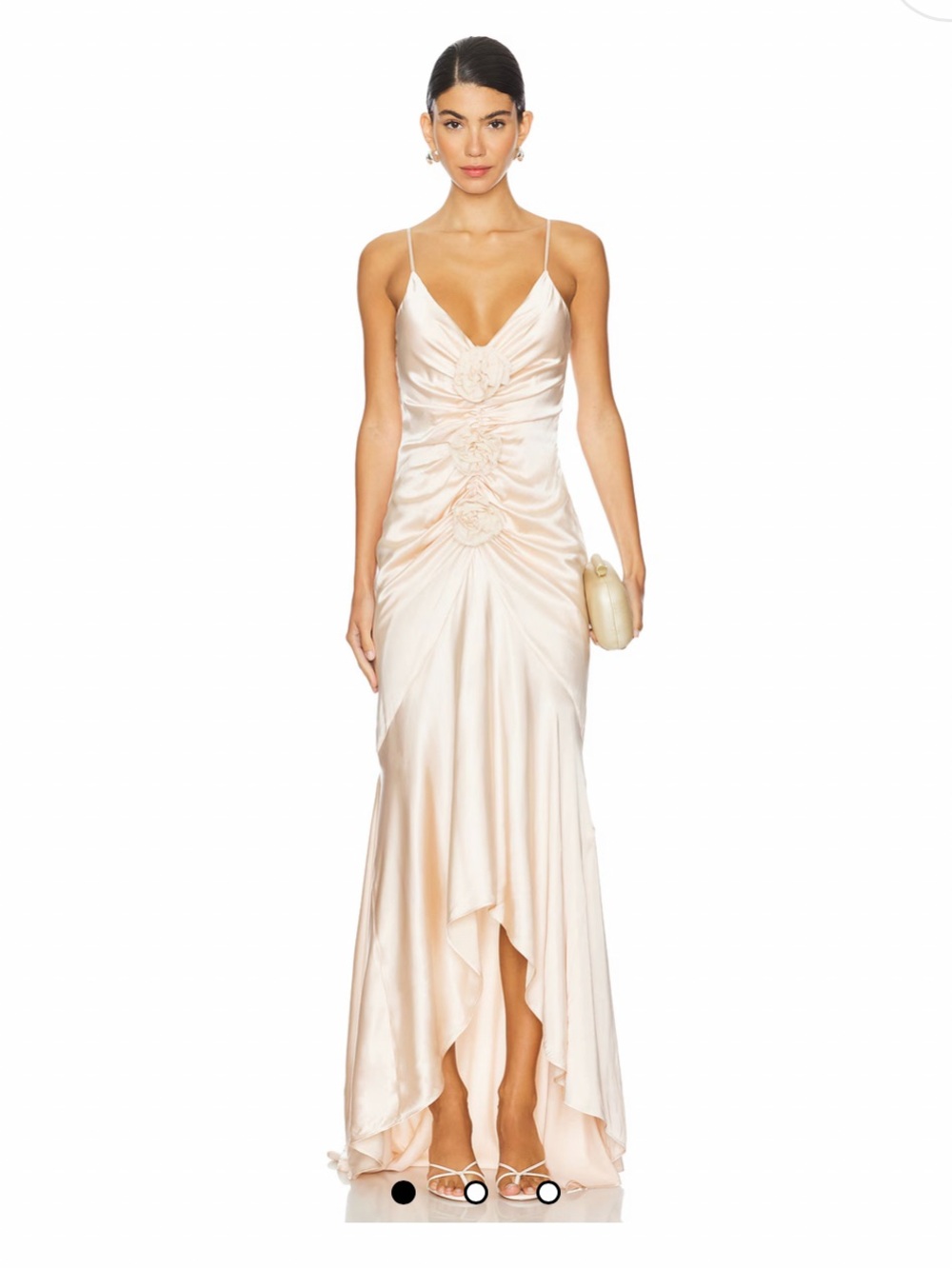 Lovers + Friends Cream Satin High-Low Slip Dress